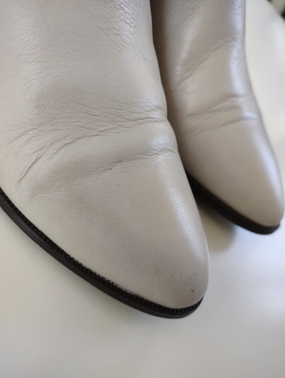 Vintage Bandit Made In Argentina 1980s Cream Leather Slouch Boots 7.5 - Picture 9 of 15